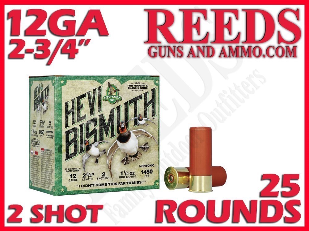 Hevi Shot 12 Ga Hevi Bismuth 2-3/4in 1-1/4oz 2 Shot 25rds HS14702-img-0