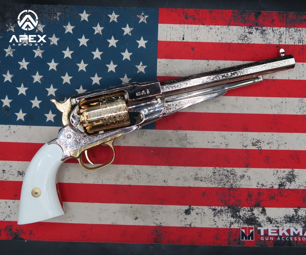 Pietta Remington 1858 Black Powder Revolver .44 Cal 8" General Custer-img-0