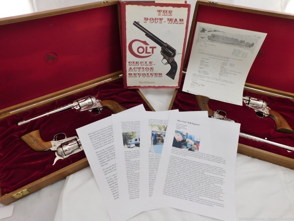 Colt SAA Factory Master Engraved 4 Consecutive Set 2nd Generation Nickel-img-0