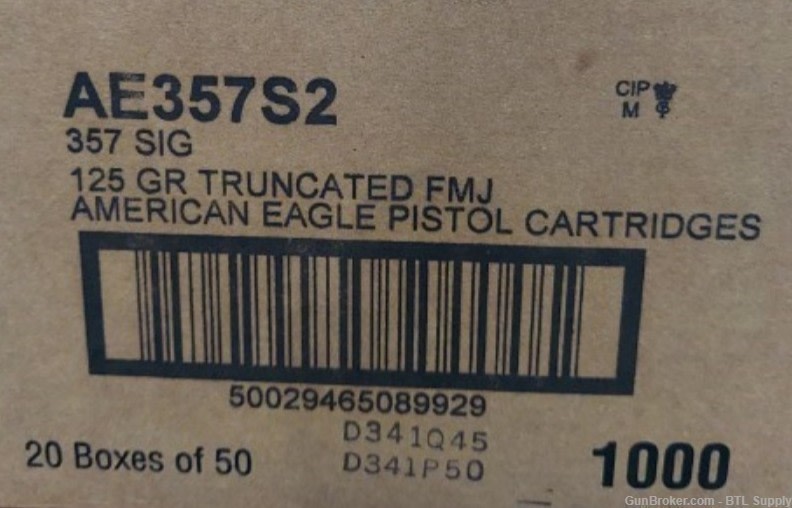 Federal AE357S2 American Eagle Handgun 357Sig 125gr FMJ-1000 Rds-img-0