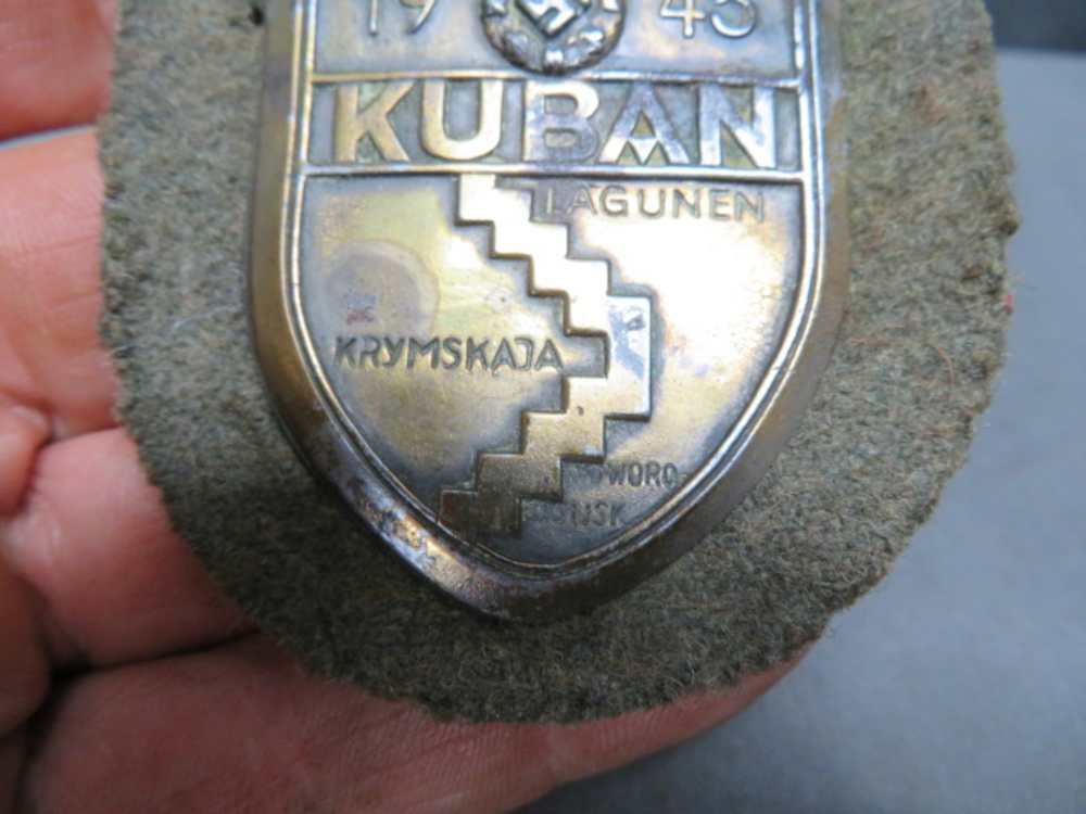 WWII GERMAN KUBAN CAMPAIGN SHIELD-ORIGINAL-NICE DETAIL-UNIFORM REMOVED-img-2