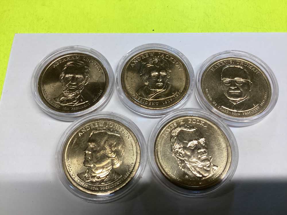 5 Presidential Dollar Coins Uncirculated -img-1