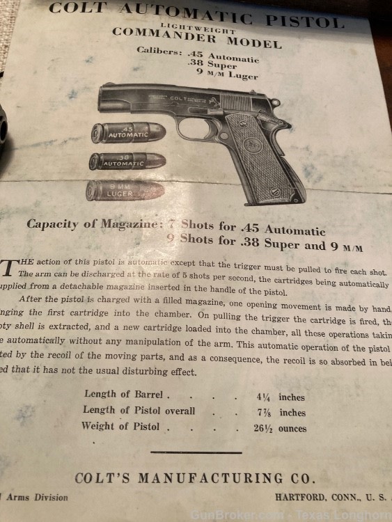 Colt 1911A1 LW Commander 9mm “RARE Bi-Tone” 1963 MINT-NIB Colt Letter-img-10