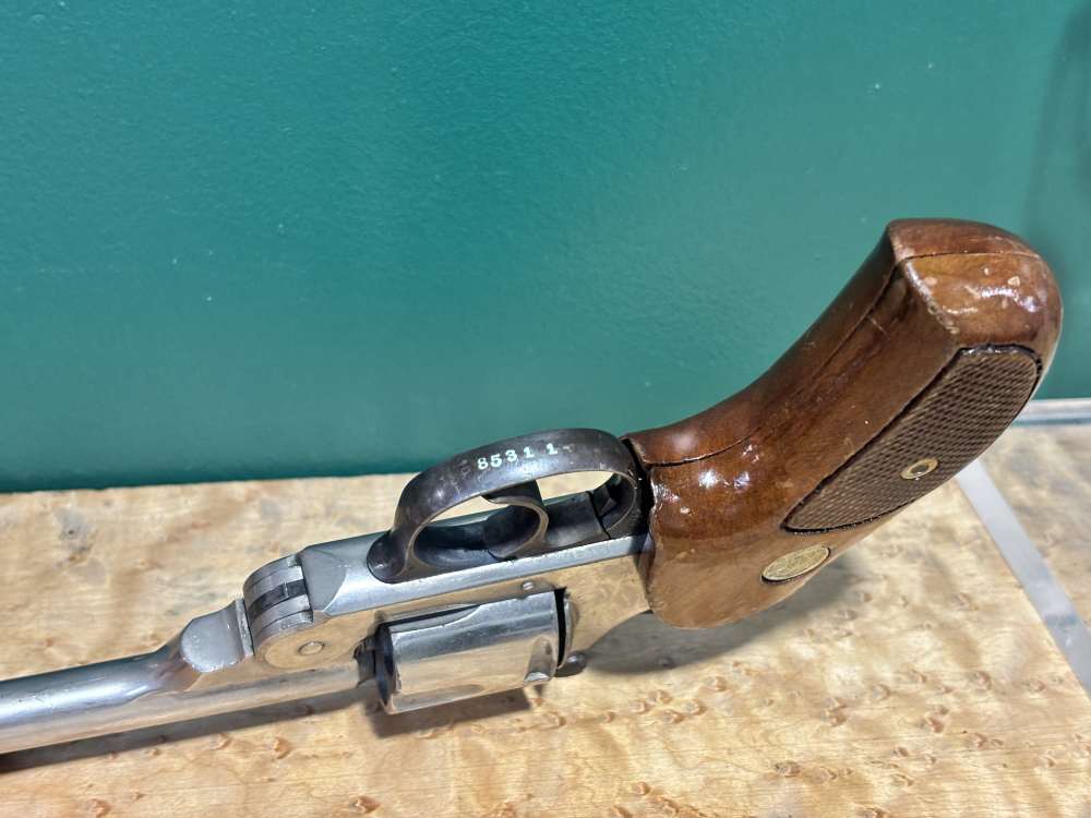 US Revolver Co .38 S&W Top Break Nickel Revolver Target Grip -img-10