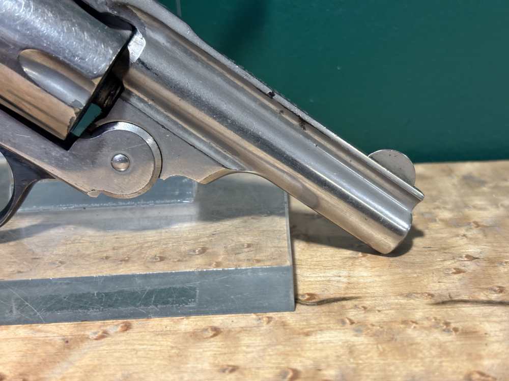 US Revolver Co .38 S&W Top Break Nickel Revolver Target Grip -img-1