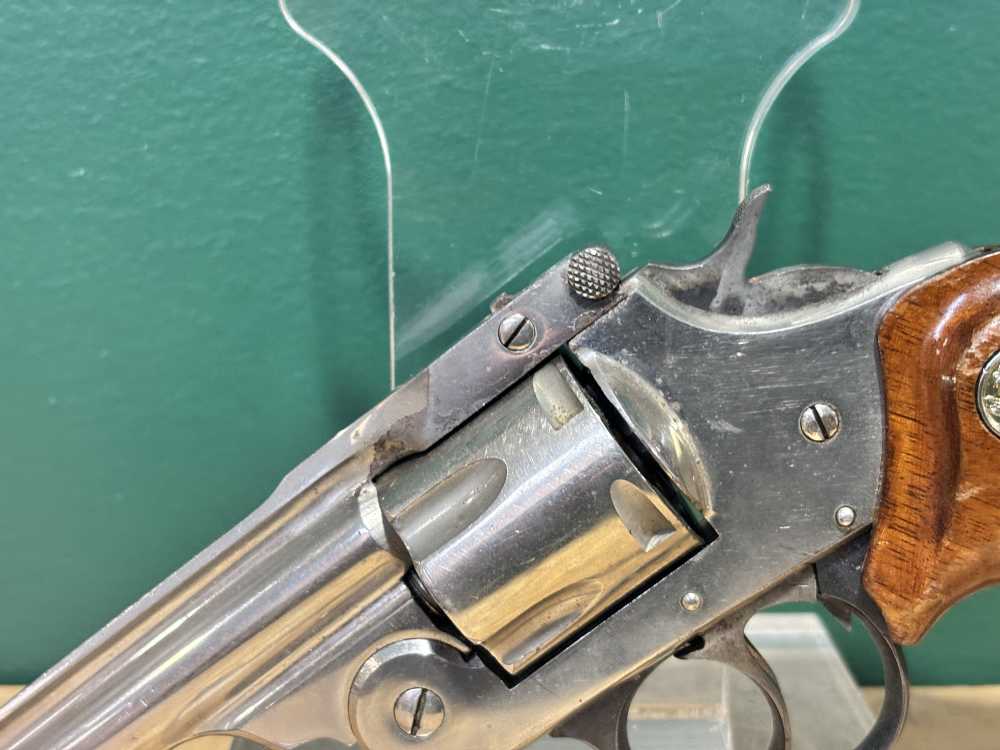 US Revolver Co .38 S&W Top Break Nickel Revolver Target Grip -img-7