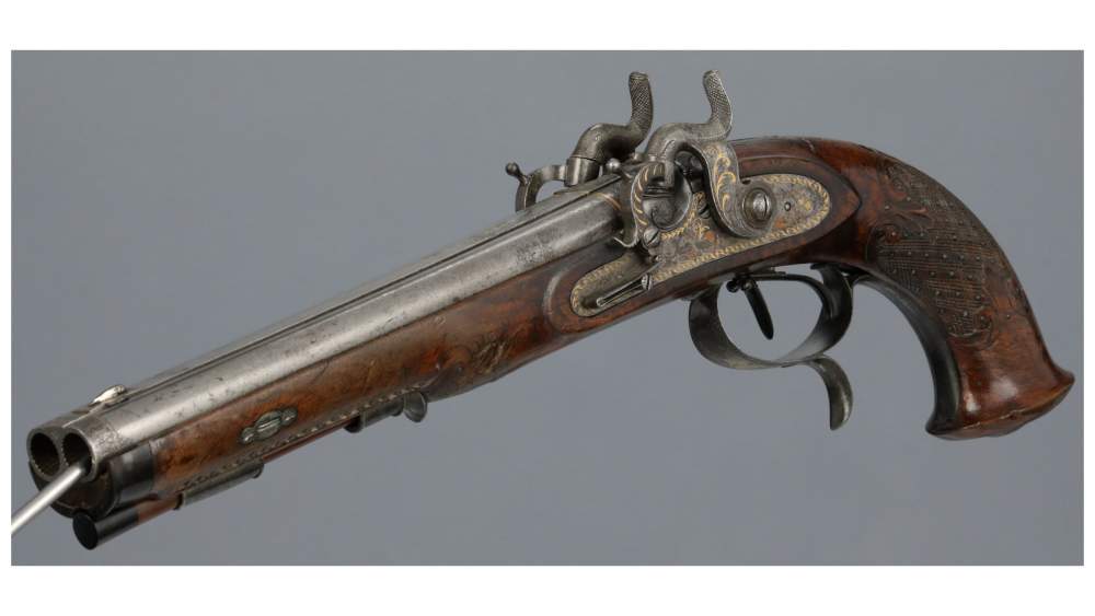 W. & H. Spangenberg Double Barrel Percussion Pistol-img-2