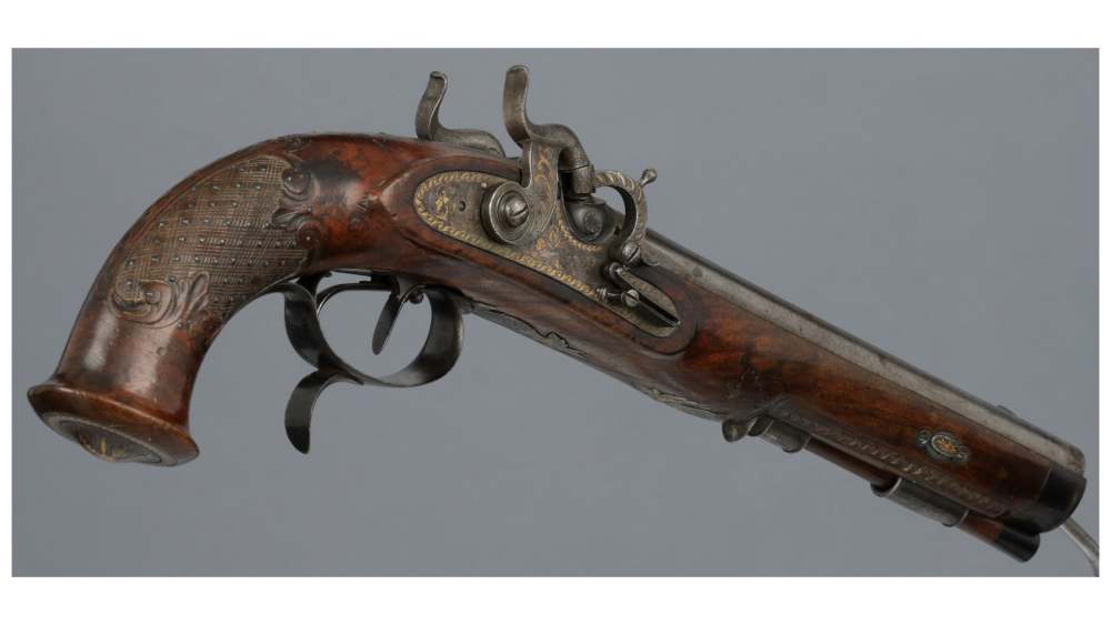 W. & H. Spangenberg Double Barrel Percussion Pistol-img-5
