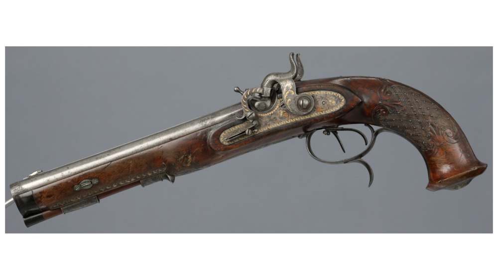 W. & H. Spangenberg Double Barrel Percussion Pistol-img-3