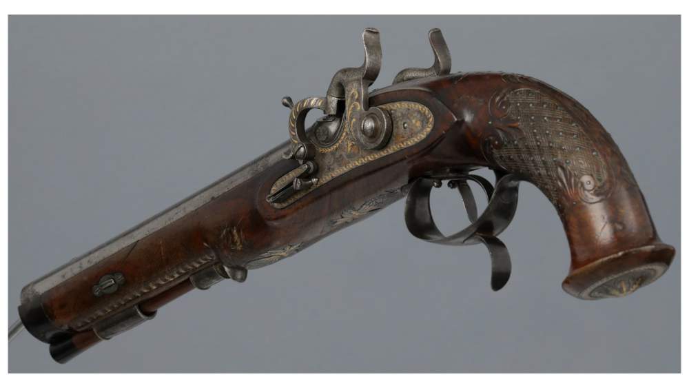 W. & H. Spangenberg Double Barrel Percussion Pistol-img-4