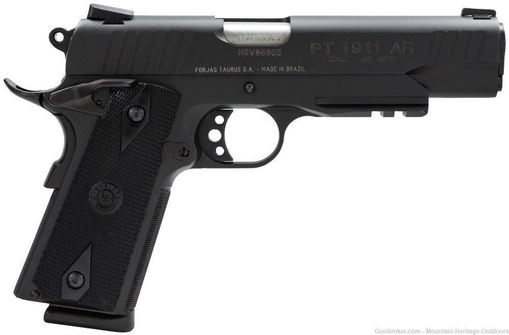 TAURUS PT-1911 .45 ACP Matte Black Full Size 5" w/ Rail 1-191101-B1-img-0