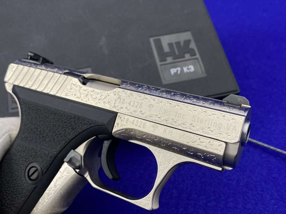 1997 Heckler & Koch HK P7K3 9k Nickel *MASTERFUL GERMAN OAK LEAF ENGRAVING*-img-47