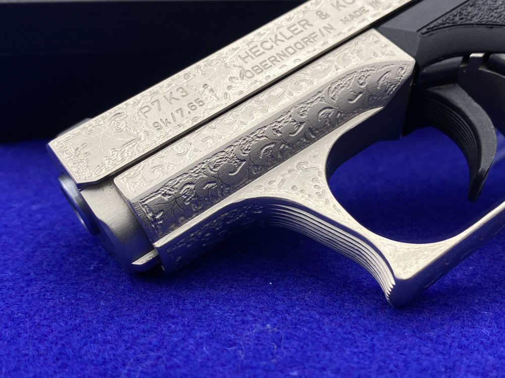 1997 Heckler & Koch HK P7K3 9k Nickel *MASTERFUL GERMAN OAK LEAF ENGRAVING*-img-12