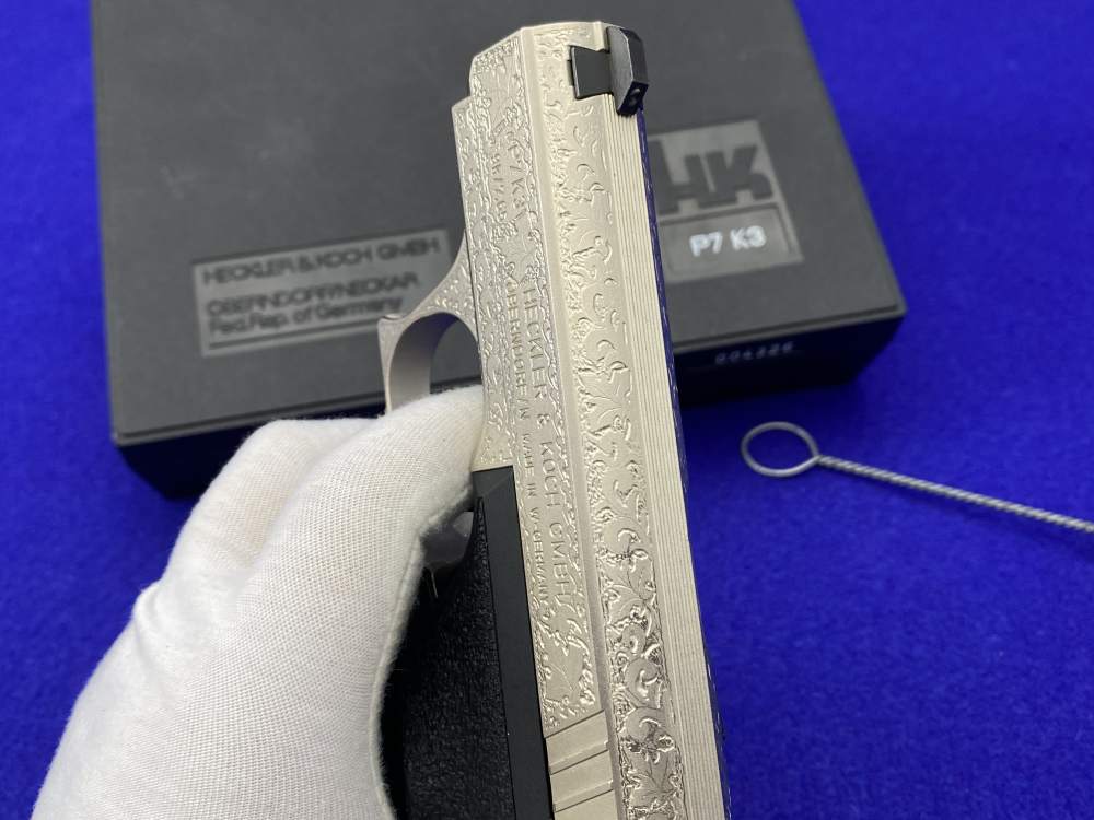 1997 Heckler & Koch HK P7K3 9k Nickel *MASTERFUL GERMAN OAK LEAF ENGRAVING*-img-33