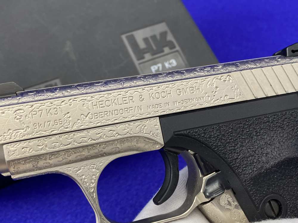 1997 Heckler & Koch HK P7K3 9k Nickel *MASTERFUL GERMAN OAK LEAF ENGRAVING*-img-49