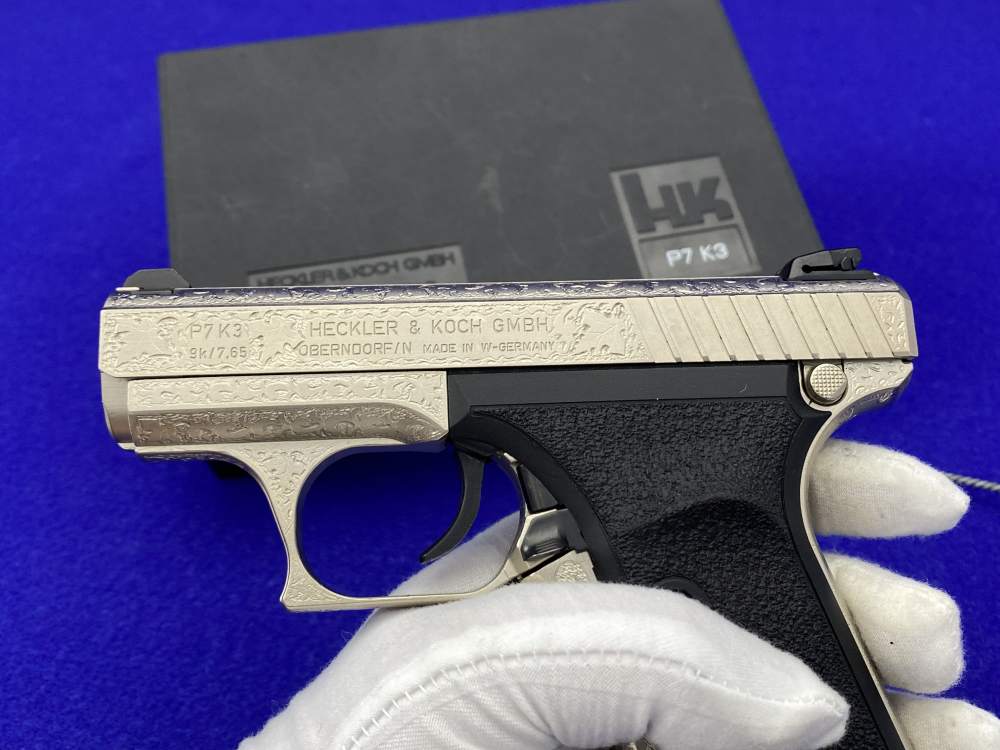 1997 Heckler & Koch HK P7K3 9k Nickel *MASTERFUL GERMAN OAK LEAF ENGRAVING*-img-42