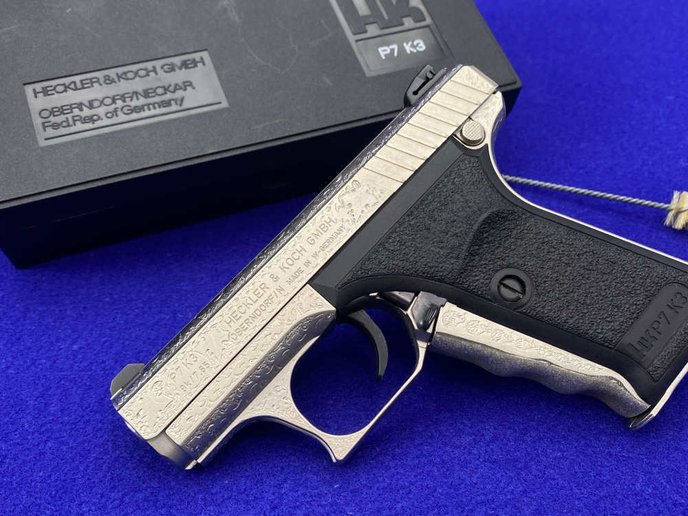 1997 Heckler & Koch HK P7K3 9k Nickel *MASTERFUL GERMAN OAK LEAF ENGRAVING*-img-46