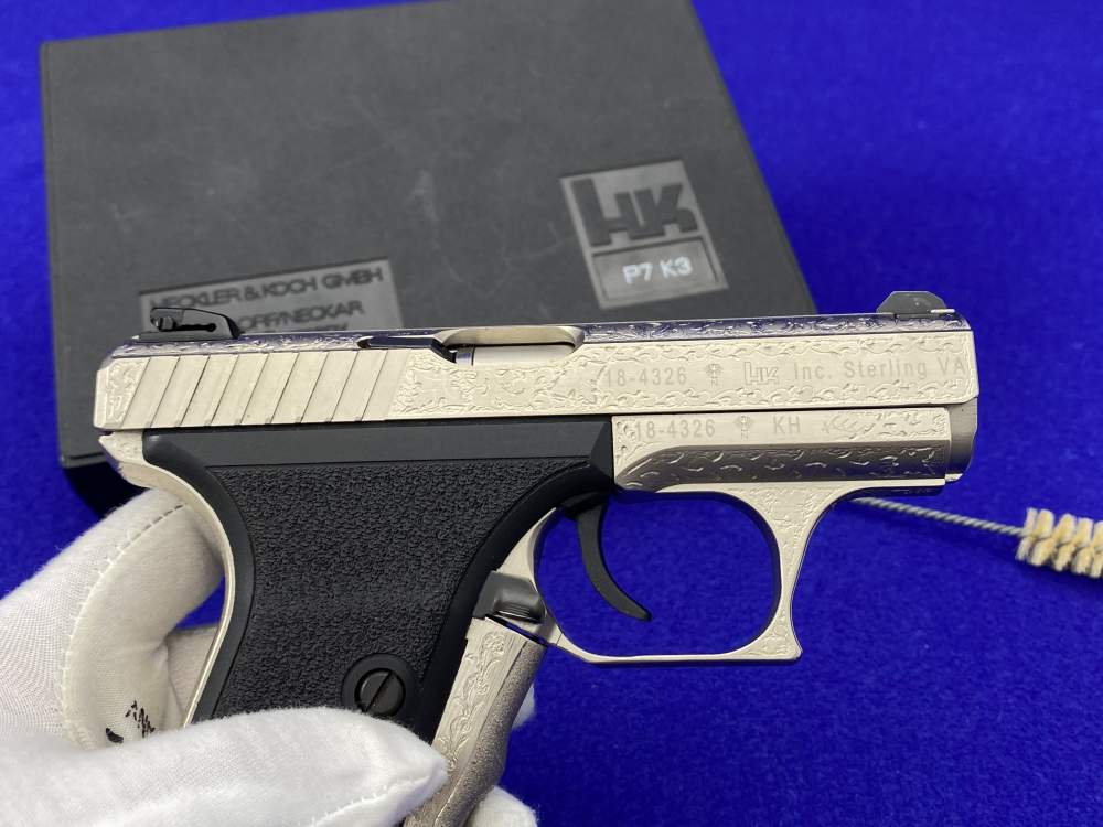 1997 Heckler & Koch HK P7K3 9k Nickel *MASTERFUL GERMAN OAK LEAF ENGRAVING*-img-43