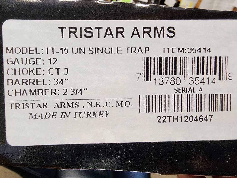 PICS! NEW TRISTAR TT-15 UNSINGLE TRAP SPORTING 12 34" ADJUSTABLE 2.75 35414-img-1