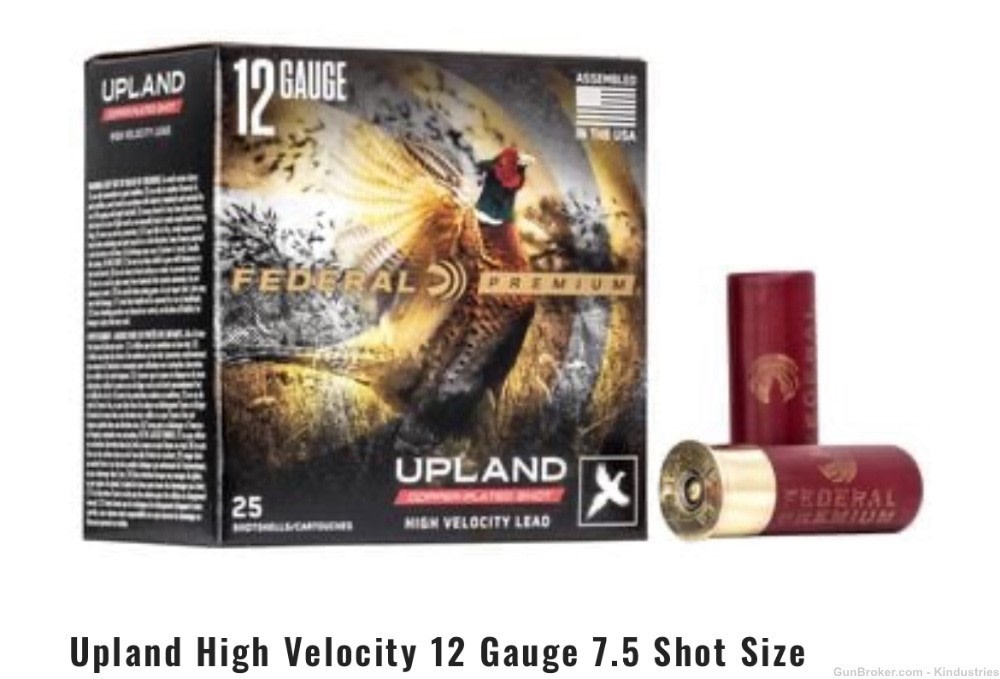 Federal upland high velocity copper coated, #7.5 shot, 1500 fps, 1-1/8oz-img-0