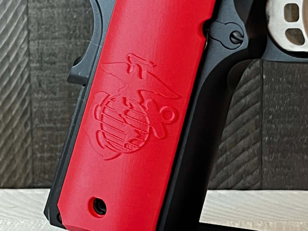 Red USMC Marine 1911 Pistol Grips Kimber Colt Rock Island Springfield-img-0