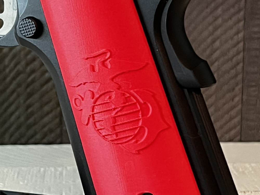 Red USMC Marine 1911 Pistol Grips Kimber Colt Rock Island Springfield-img-1