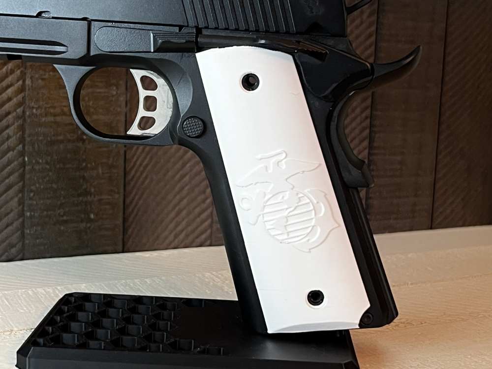 White USMC Marine 1911 Pistol Grips Kimber Colt Rock Island Springfield-img-1