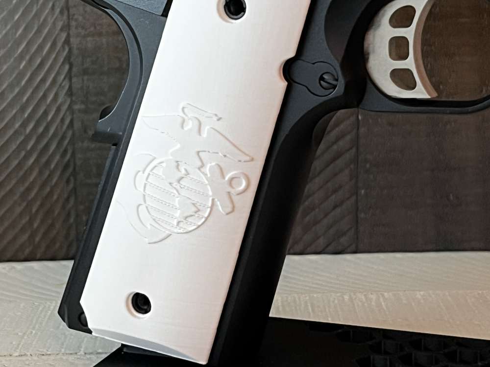White USMC Marine 1911 Pistol Grips Kimber Colt Rock Island Springfield-img-3