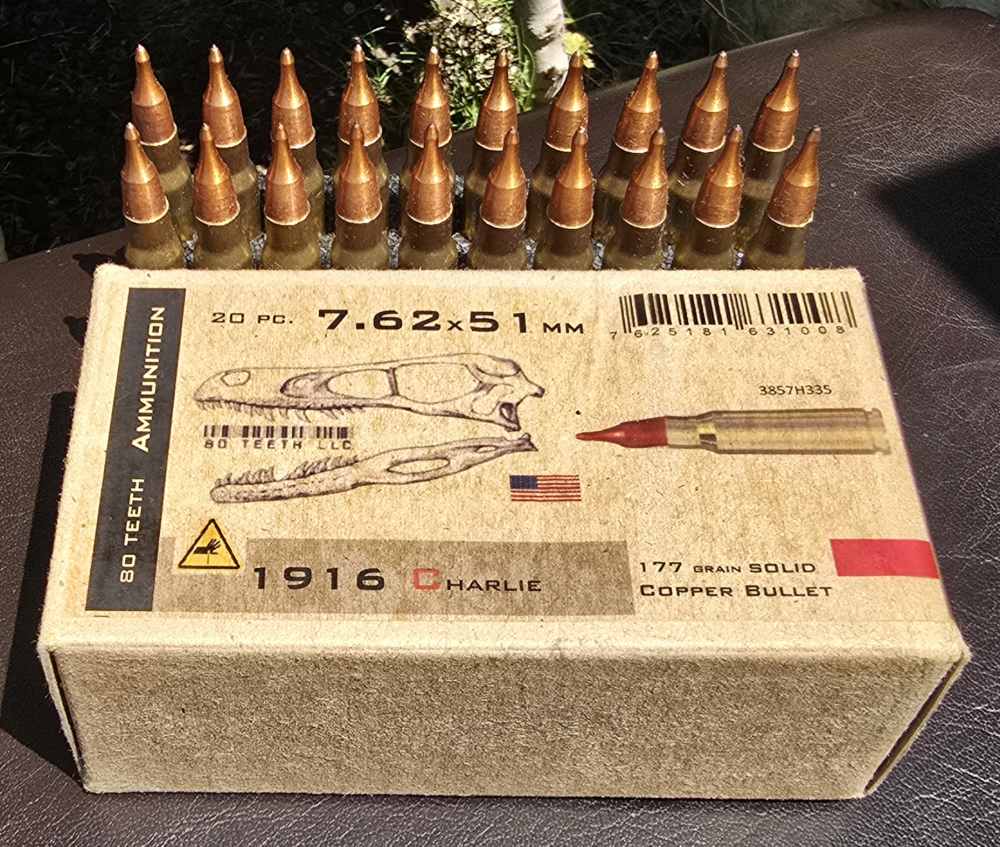* RARE 80 Teeth Ammunition 7.62x51mm 308 177gr copper 1916C 20 rounds *-img-1