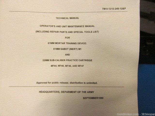 1990 U.S. 81mm Mortar Training Device Sabot (Inert) M1 with manual and box-img-14