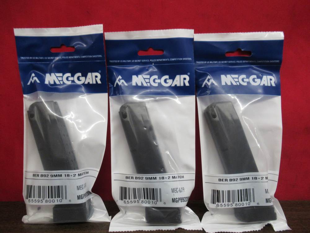 3 Mec Gar Beretta 92FS 9mm 20rd Match Comp Mags Clips-img-0