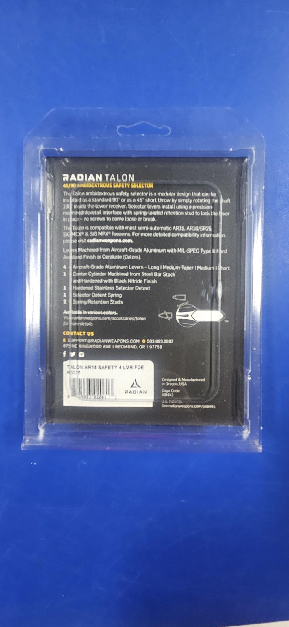 Radian Talon  Ambi Safety Selector AR15 AR10 FDE 45/90 4 Levers-img-1