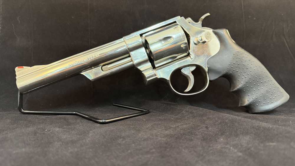 Smith & Wesson Model 25-5 .45 Colt Nickel 6" Revolver w/ Holster-img-0