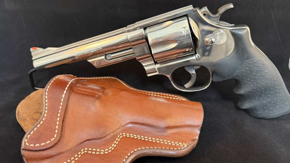 Smith & Wesson Model 25-5 .45 Colt Nickel 6" Revolver w/ Holster-img-6
