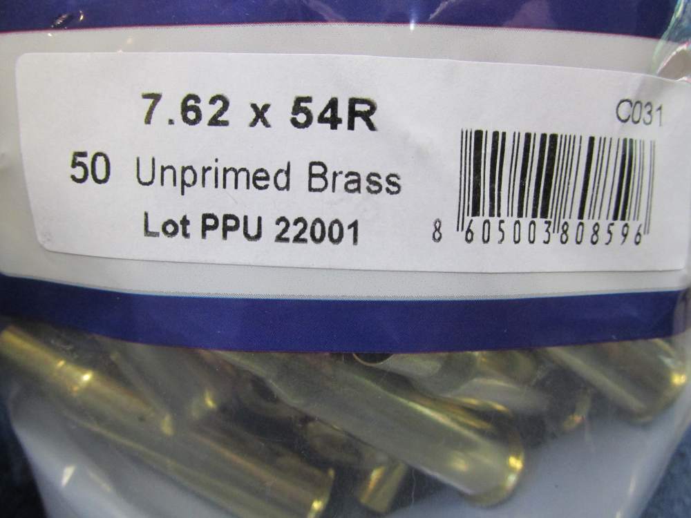 2 BAGS, 100 PIECES PPU MADE 7.62x54R CALIBER NEW BRASS FOR RELOADING-img-2