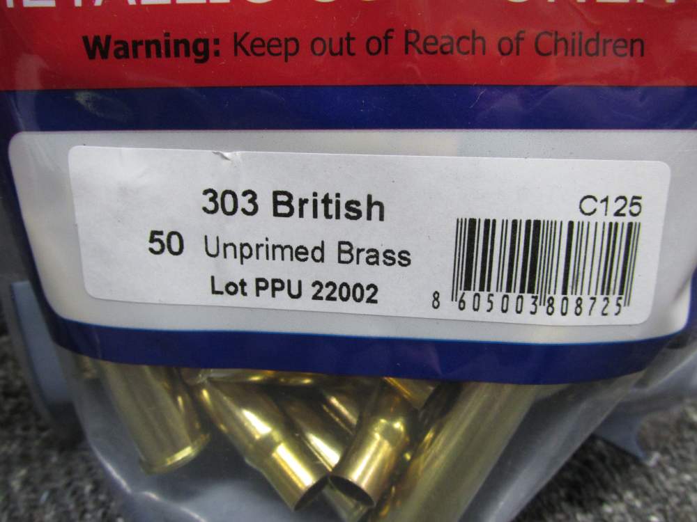 2 BAGS, 100 PIECES PPU MADE .303 BRITISH CALIBER NEW BRASS FOR RELOADING-img-1