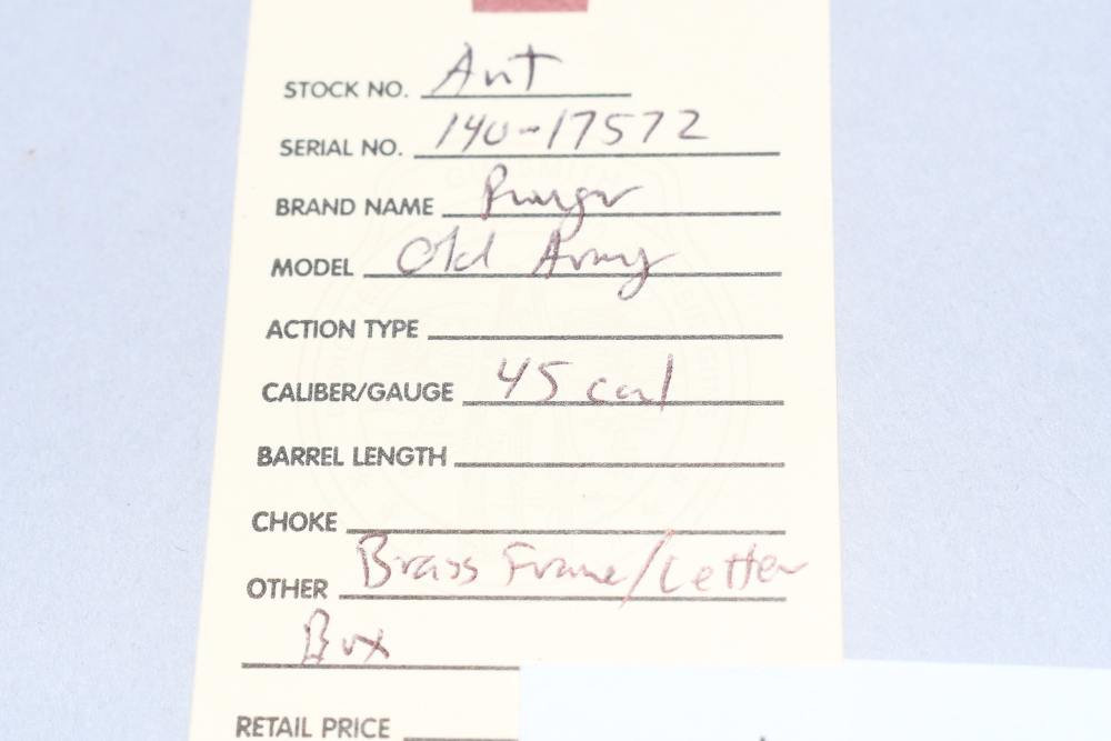 Brass Frame Ruger Old Army 45 Cal Black Powder Revolver W Factory Letter-img-2