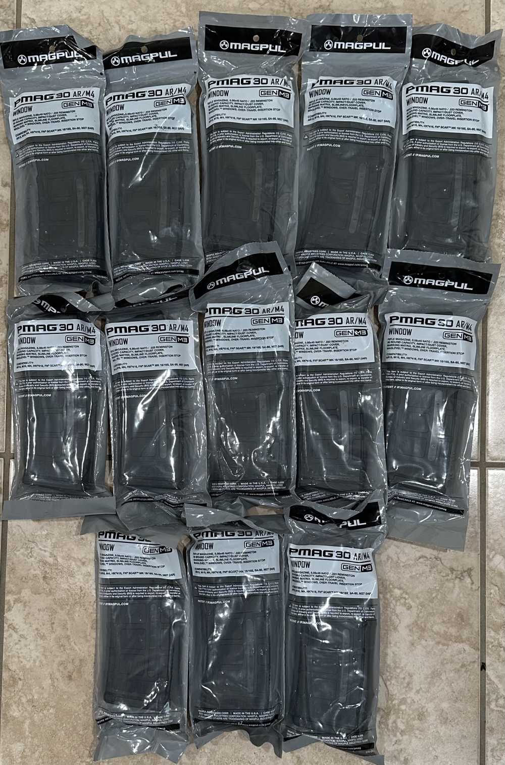Box of 13, PMAG 30 AR/M4 GEN M3 Window, 30 Round AR-15 Magazines -img-0
