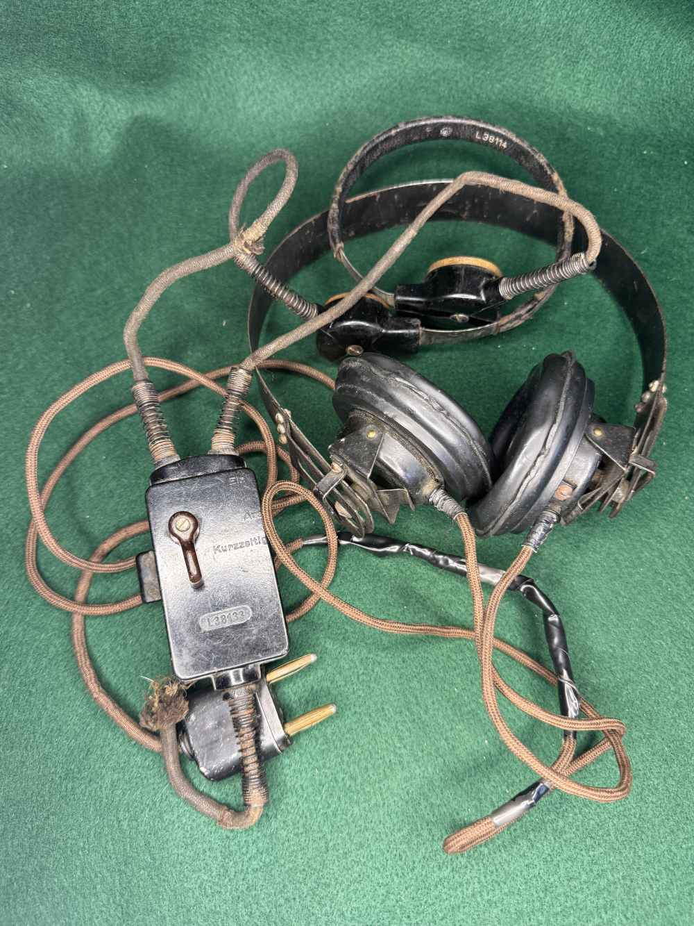 WWII German Panzer Crew Headset Throat Mic Dfh.b L38114 Intercom Rig WW2-img-0