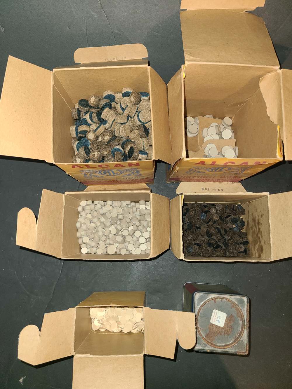 5 boxes of 16/410 ga shot shell reloading wads by ALCAN, 1 empty can AL-5-img-2