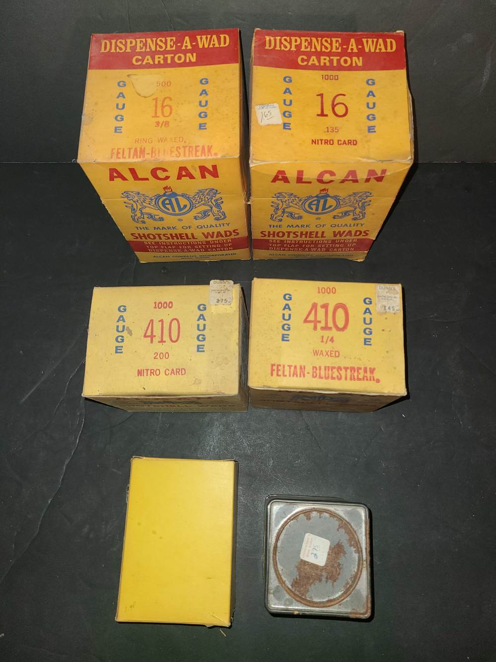 5 boxes of 16/410 ga shot shell reloading wads by ALCAN, 1 empty can AL-5-img-1