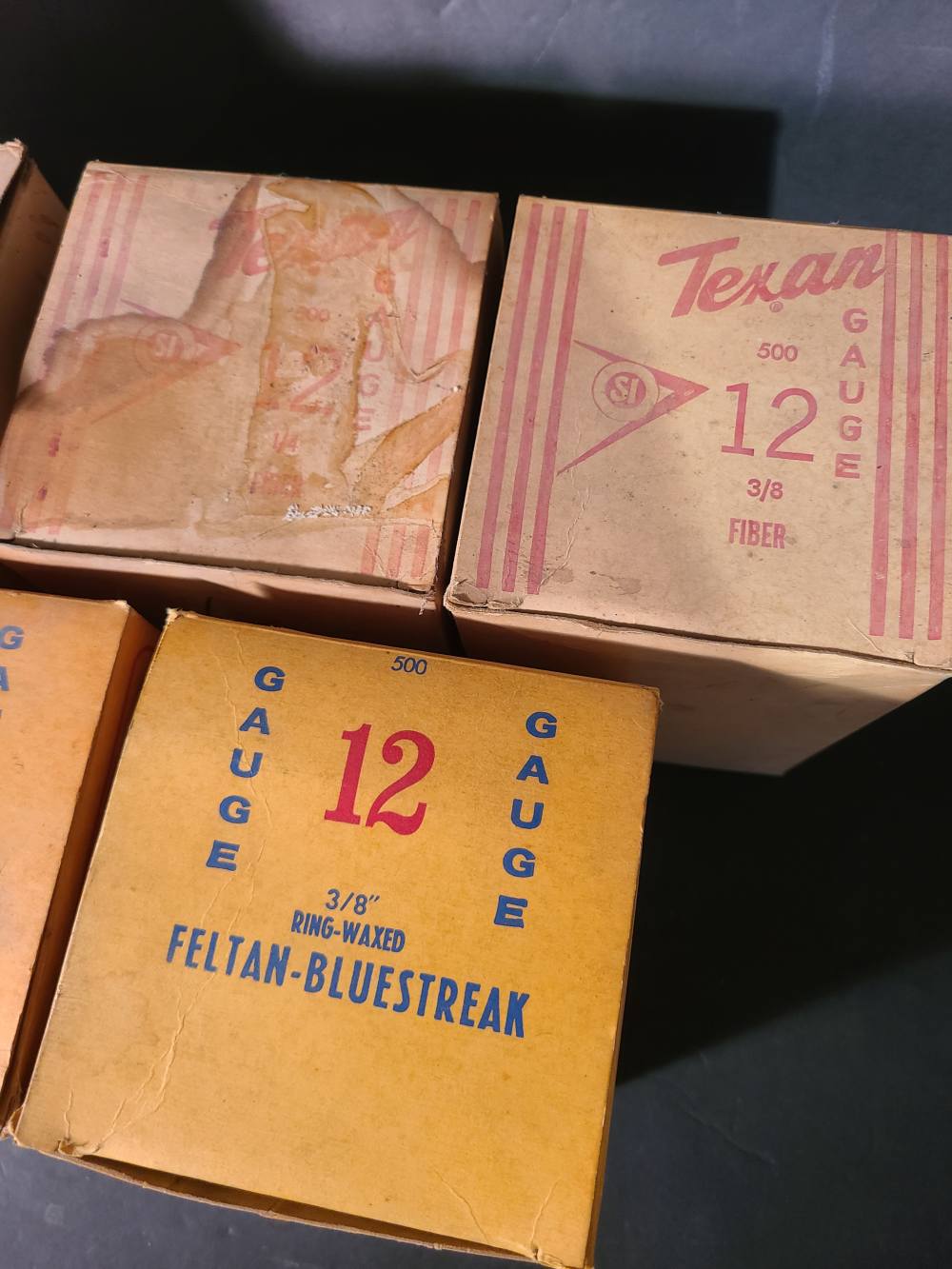 7 vintage boxes of 12 ga shot shell reloading wads by Alcan Sacard Texan-img-4