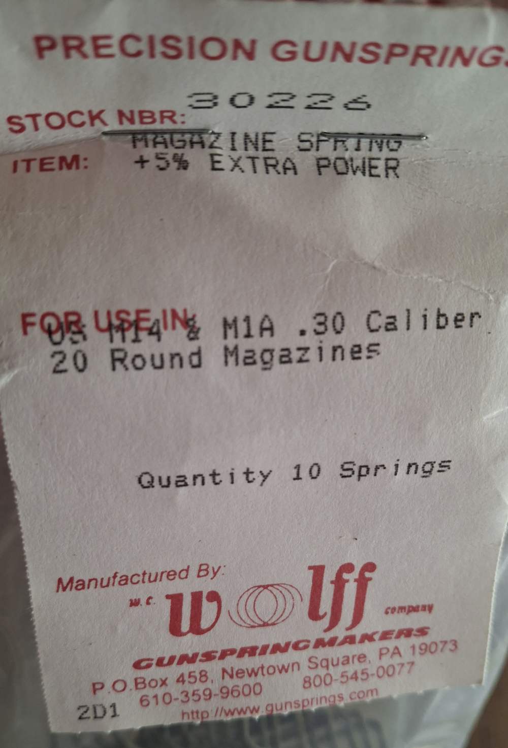 Lot of 10 Wolff Gunsprings M14 M1A Magazine Springs +5% Power Brand New-img-1