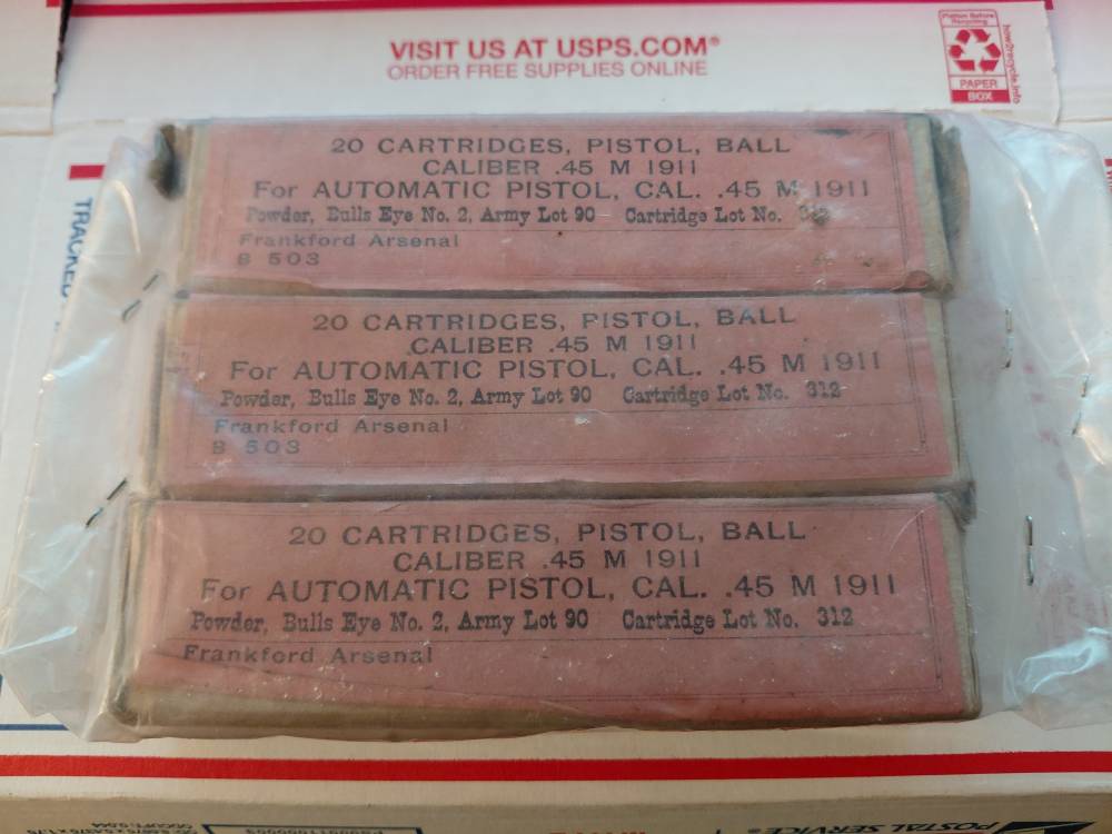 3 Boxes of Unopened Frankford Arsenal 45 Cal Ammo WW1 Era-img-0
