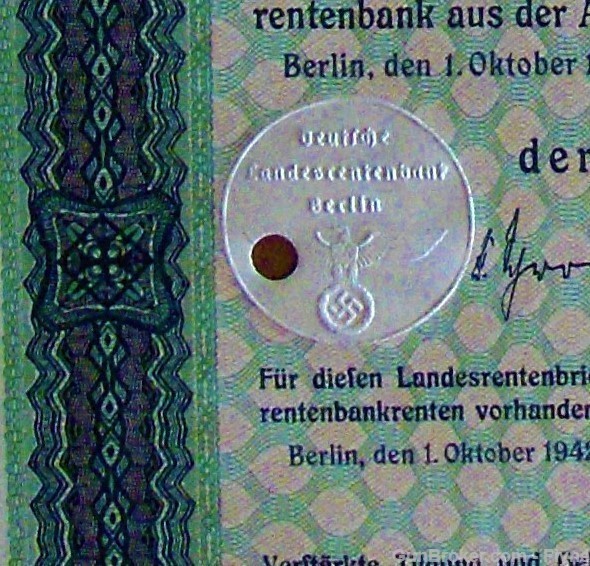 German WWII State Bank 500 RM bond with swastika, 1942-img-2