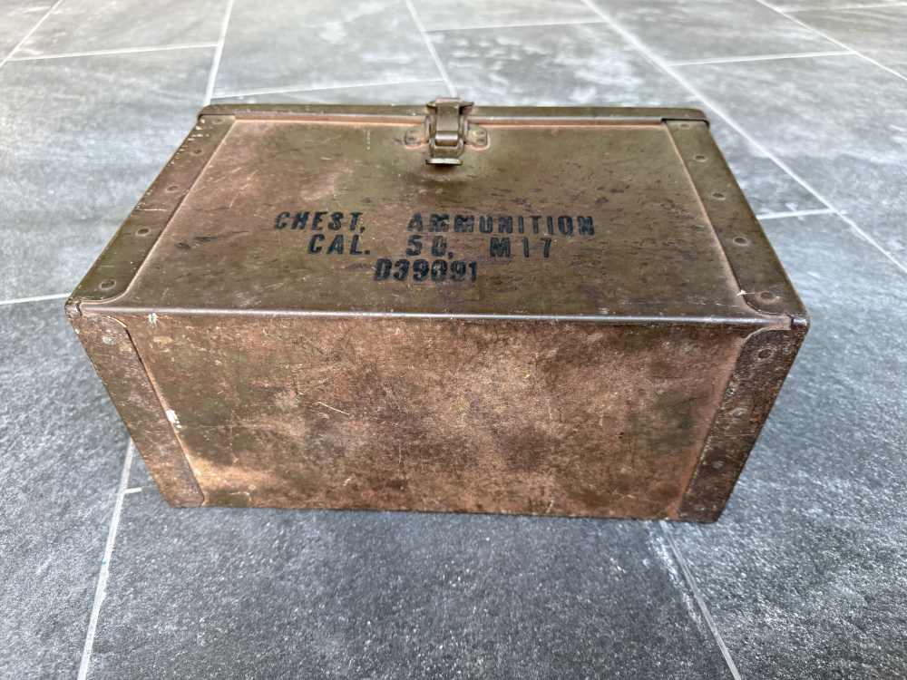 US WWII M17 Ammunition Chest .50 Cal M2 Browning Ammo Box Metal Can Canvas -img-5