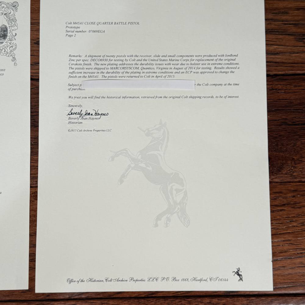 RARE Colt M4591 CQBP PROTOTYPE IonBond Zinc Brown Colt Archive Letter!  -img-33