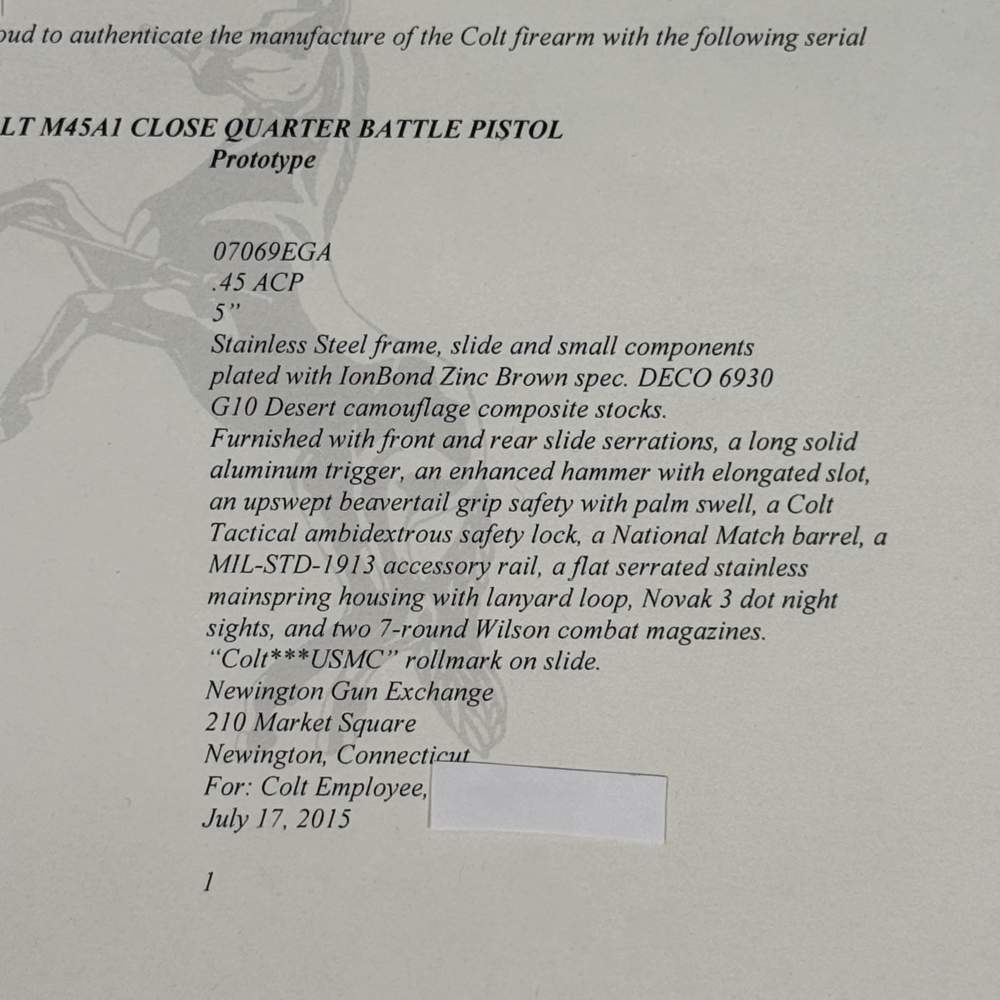 RARE Colt M4591 CQBP PROTOTYPE IonBond Zinc Brown Colt Archive Letter!  -img-32