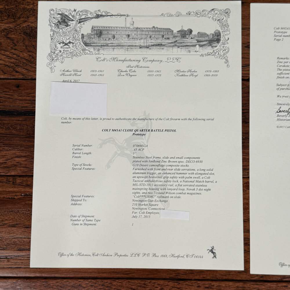 RARE Colt M4591 CQBP PROTOTYPE IonBond Zinc Brown Colt Archive Letter!  -img-31