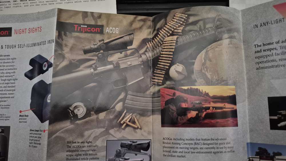 TRIJICON ACOG 4X32 TA01NSN FACTORY BOX AND PAPERS M4A1 223 5.56 1996 MANUEL-img-14
